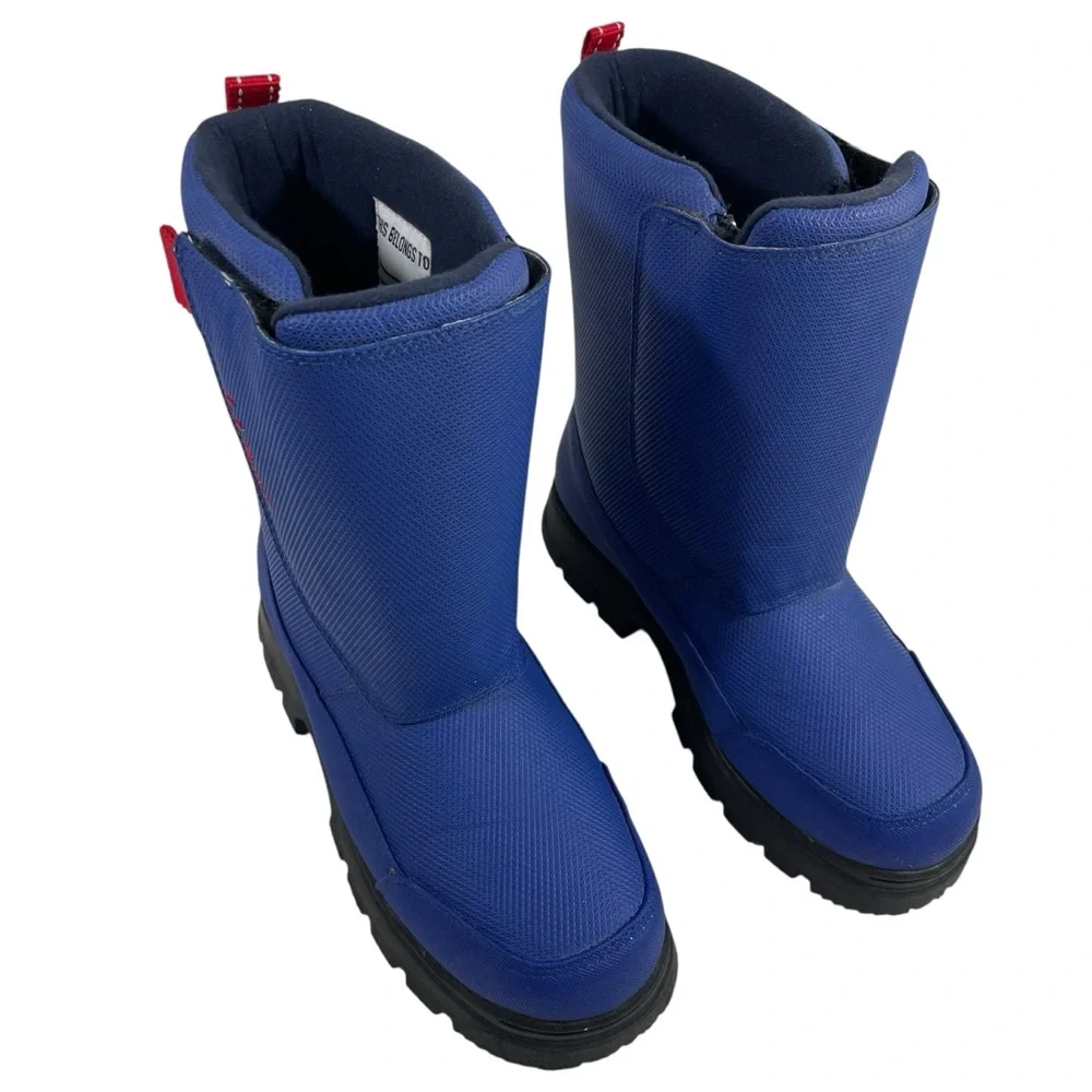 NEW L.L. Bean Winter Boots Big Kids Size 6 Blue Red Hook Loop Closure Waterproof